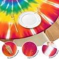 thumbnail image 4 of Rainbow Tie Dye Ray Circle Pattern Round Fitted Tablecloth with Elastic Edge,Dining Table Cover Waterproof,Outdoor Round Tablecloth for Camping,Dining,Indoor and Outdoor, 4 of 7