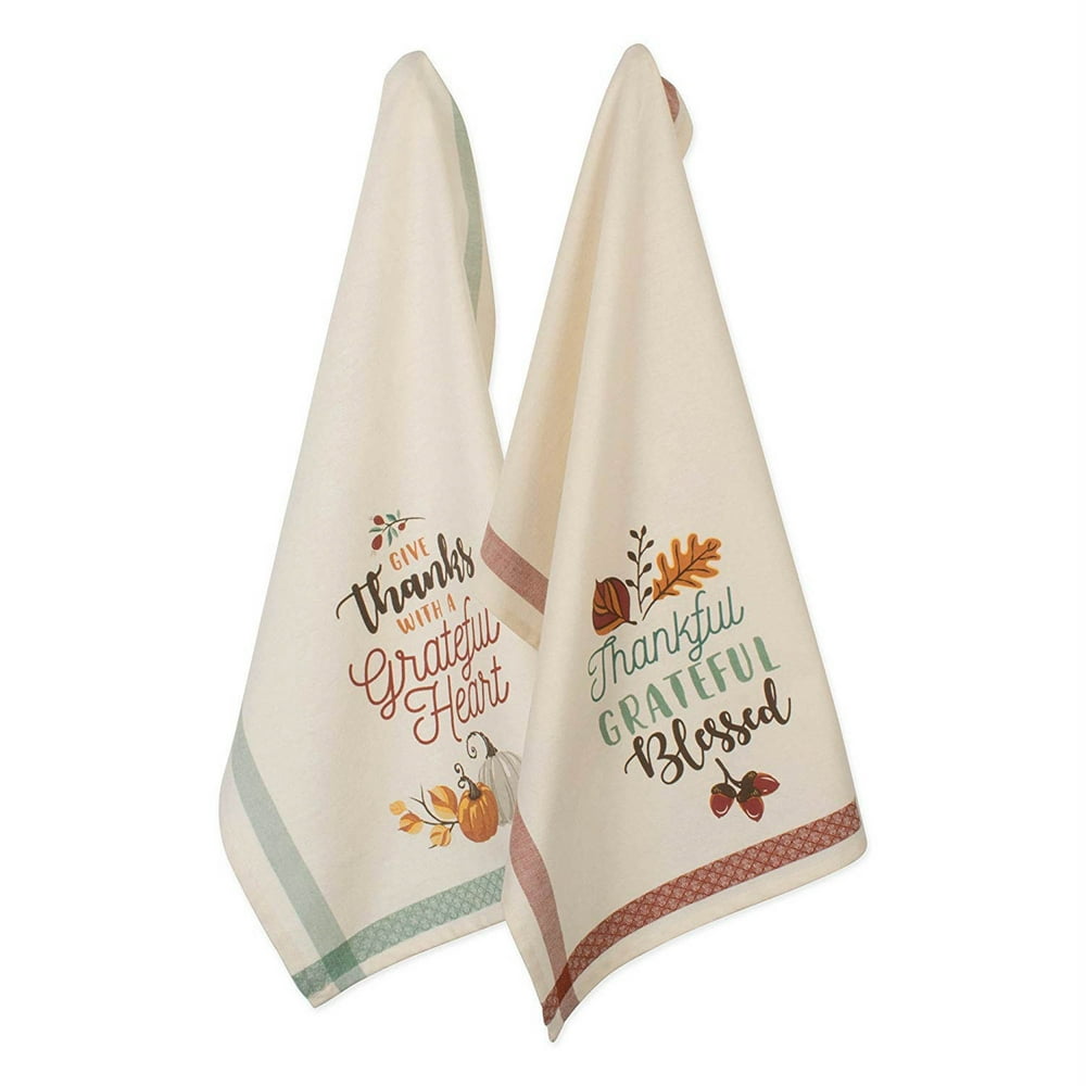 DII Cotton Thanksgiving Holiday Dish, Decorative Oversized Embroidered