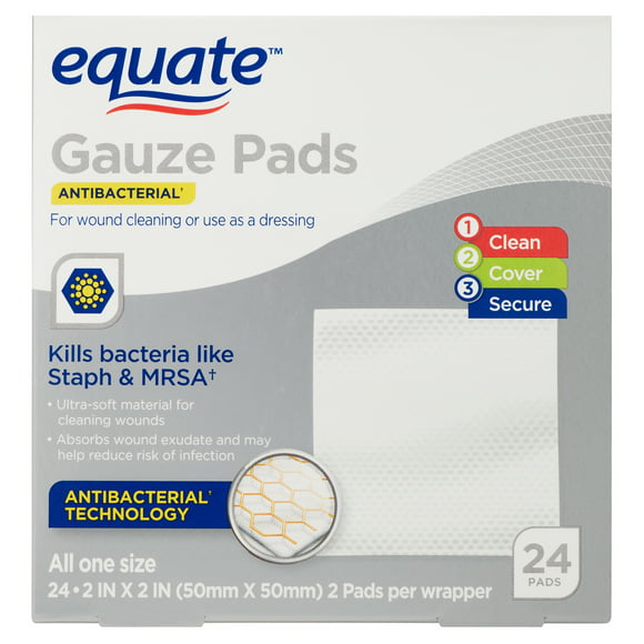 Equate Antibacterial Gauze Pads, 24 Count