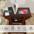 thumbnail image 5 of Cherry End Table with Charging Station, 3 Tier Storage Nightstand for Living Room Bedroom, 5 of 6