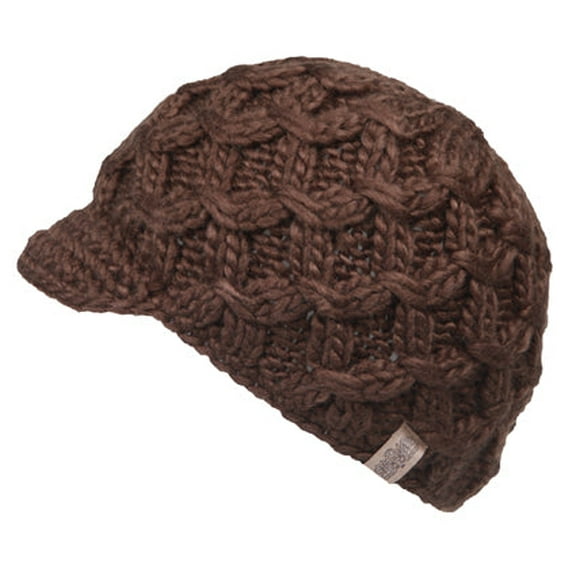 Women Elegant Cable Knitted Cabbie Skull Cap Winter Beanie Hat with Visor