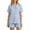 Sky Blue, variant on CAIVO Women Lightweight Summer Pajama Cozy Flat Knit Short Sleeve Top And Matching Shorts For Breathable Lapel Tops With Shorts Solid Color Sleepwear