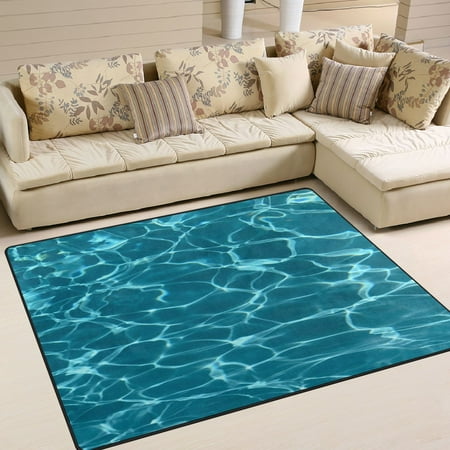 Area Rug Indoor 80 x58 Non-Slip Wear Resistant Floor Mats Soft Large Carpets for Living Room Bedroom Home Decor Washable Rug Blue Water Ripple