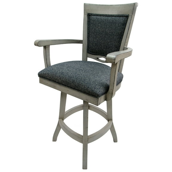Tobias Designs 26" Swivel Wood Counter Stool with Arms in Kokomo Azure Gray