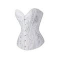 thumbnail image 2 of cllios Women's Strapless Boned Overbust Corset Tube Top Waist Cincher Bustier Bodyshaper Tops Jacquard Eyelet Lace-Up Bustier, 2 of 7