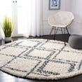 thumbnail image 3 of SAFAVIEH Pro Lux Emmeline Geometric Shag Area Rug, Cream/Blue, 6'7" x 6'7" Round, 3 of 11