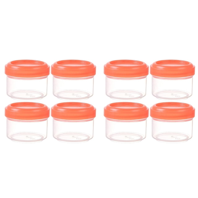 (Lot de 2) Rinsvye 4 Pcs Mini Pots Organisateurs de Rangement en Plastique Transparent avec Couvercles Étanches Contenant à Verrouillage du Temps Contenant Rond Transparent 35 ml Contenants de Rangement Rechargeables pour l'Organisation de la Maison et de la Cuisine