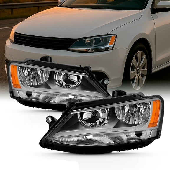AKKON - Fits 2011-2018 VW Jetta 4Door Sedan [Halogen Type] Chrome Headlights Headlamp Left Right Pair