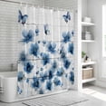 thumbnail image 5 of Navy Blue Floral Shower Curtain Set - 72" x 78" Washable Bathtub Curtain with 12 Hooks, Spring Flowers Butterflies Wooden Waterproof Fabric Stall Shower Curtains for Bathroom/Bathtub Décor, 5 of 6