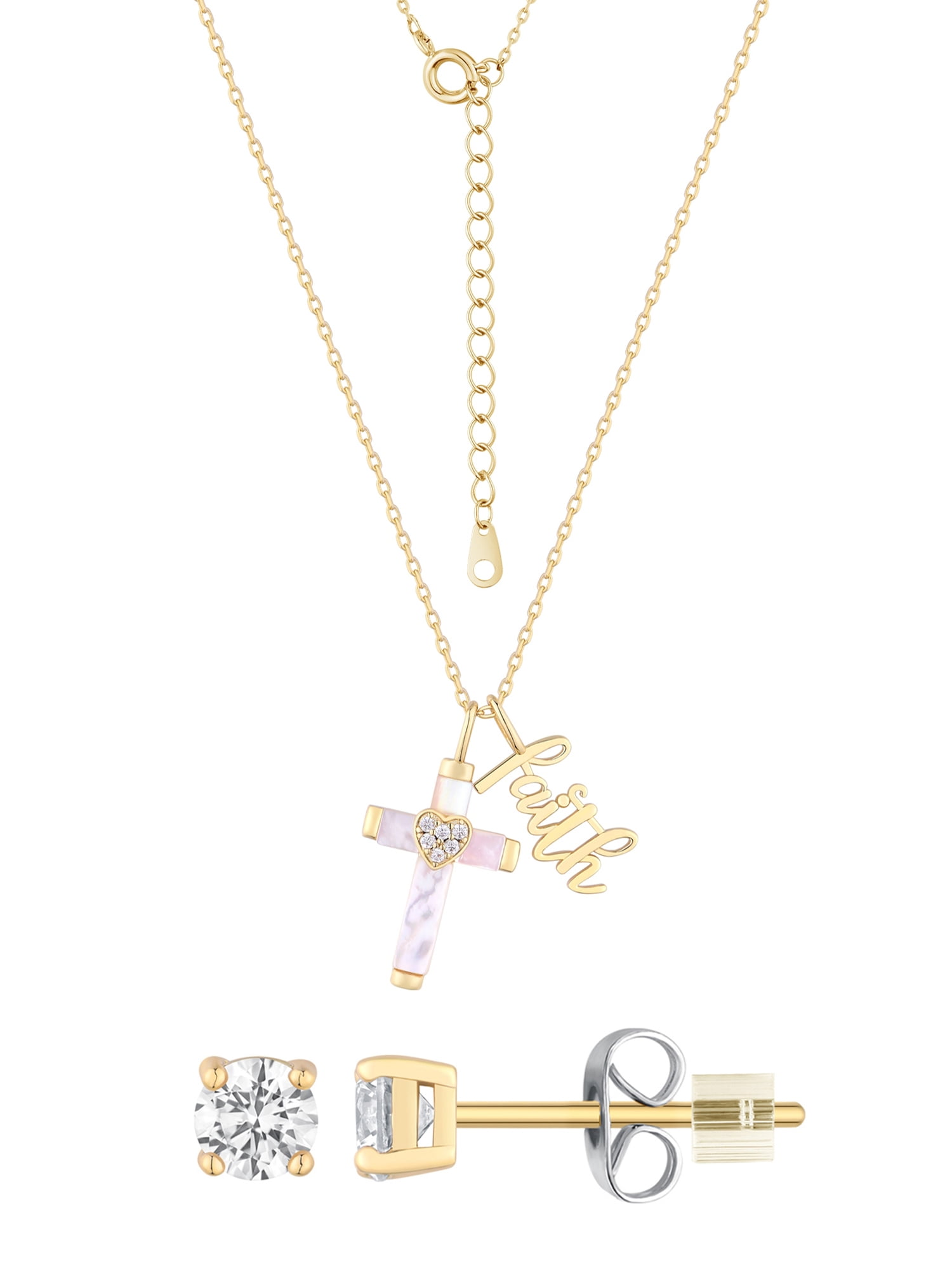 Believe by Brilliance Mother of Pearl and Cubic Zirconia Butterfly Necklaces in 14KT Gold Flash Plated