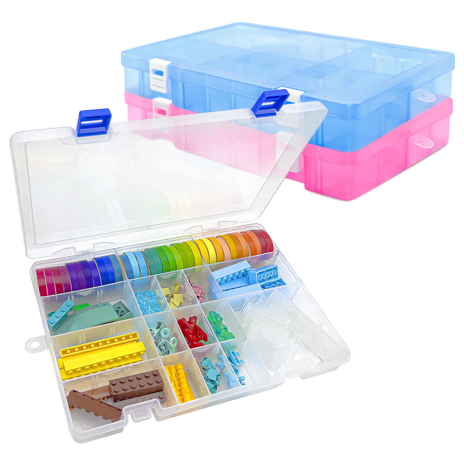 DUONER Plastic Bead Storage Organizer Box Divided Grids 34 Compartments  Small Plastic Craft Storage Box with Compartments Bead Containers for  Storage Jewelry Thread Earring Plastic Box, 3Colors 