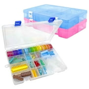 DUONER Plastic Bead Organizer Box with Dividers Adjustable Clear Jewelry Box Craft Storage 34 Compartment Tackle Box Small Parts Organizer for Jewelry Thread Earring Small Plastic Boxes, Pink x 1