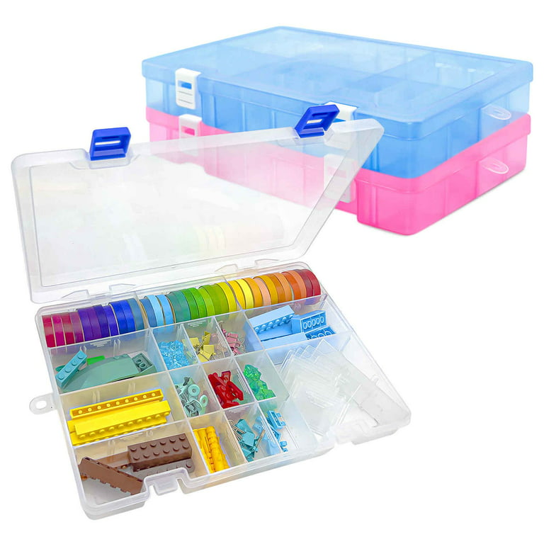 Duoner Plastic Bead Storage Organizer Box Divided Grids 18 Compartments Plastic Craft Storage Box with Adjustable Dividers Bead Containers for Storage