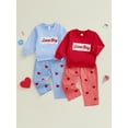 thumbnail image 3 of BemeyourBBs Toddler Baby Boys Girls Valentines Day Outfit Fall Winter Spring Clothes Lover Boy Embroidery Long Sleeve Pullover Crewneck Sweatshirt Heart Plaid Pants Cute 2Pcs Clothing Set, 3 of 9