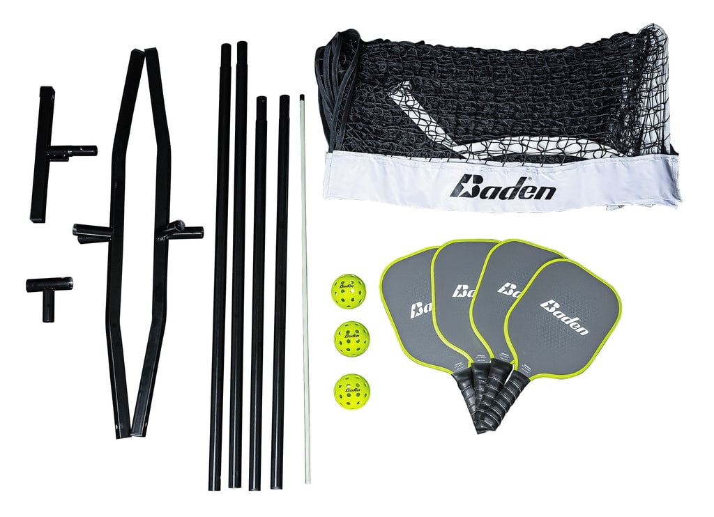 Champions Portable Pickleball Set -4 Paddles -3 Balls -Full Size Adjustable Net
