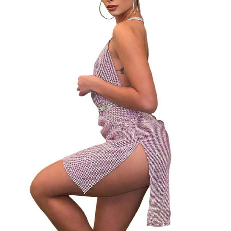 YCNYCCHY Summer Bodycon Side Slit Short Dresses for Women