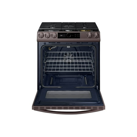 Samsung - 6.0 Cu. Ft. Front Control Slide-in Gas Range with Smart Dial, Air Fry & Wi-Fi, Fingerprint Resistant - Tuscan stainless steel