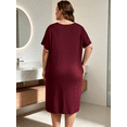thumbnail image 5 of FEREMO Womens Plus Size Nightgowns V Neck Short Sleeve Sleepwear Printed Sleepwear with Pockets, 3 Pack, 5 of 8