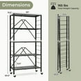 thumbnail image 3 of Gymax 2PCS Foldable Storage Shelf w/ Wheels Adjustable Shelves Metal Shelving Unit, 3 of 9