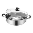 thumbnail image 4 of Olla Dividida de Acero Inoxidable para Cocinar Dos Sabores Cazo para Sopa Recipiente con Doble Asa Utensilio para Shabu Shabu con Tapa Adecuado para Inducción Gas Reuniones Familiares 28 cm, 4 of 8