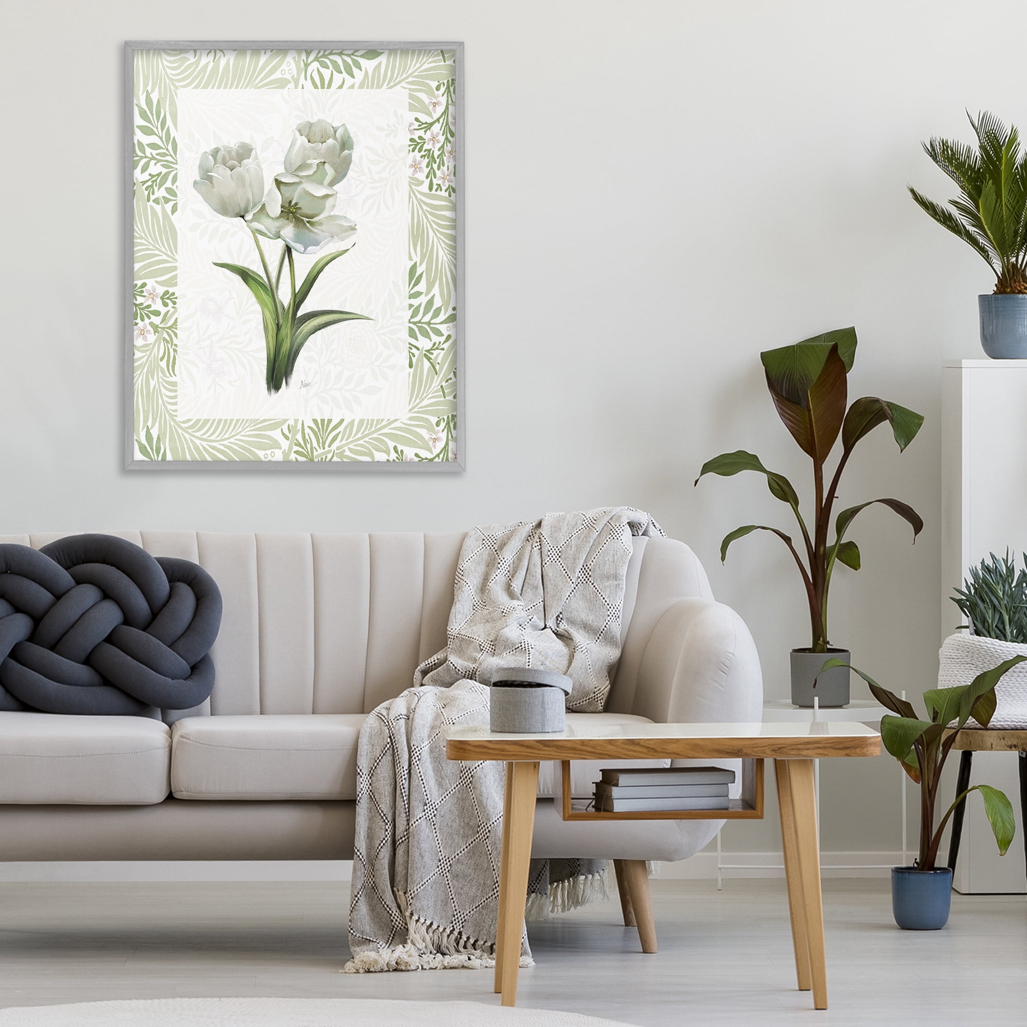 Stupell Industries Fresh Spring Tulip Bouquet Gray Framed Giclee Art, design by Nan