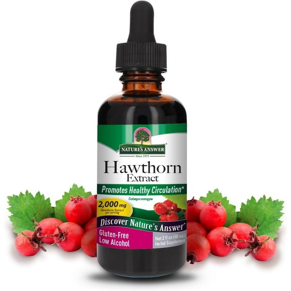 Nature’s Answer Organic Hawthorn Extract, Low Alcohol Liquid, Heart & Circulatory Support, Gluten Free, Kosher, 2 fl oz