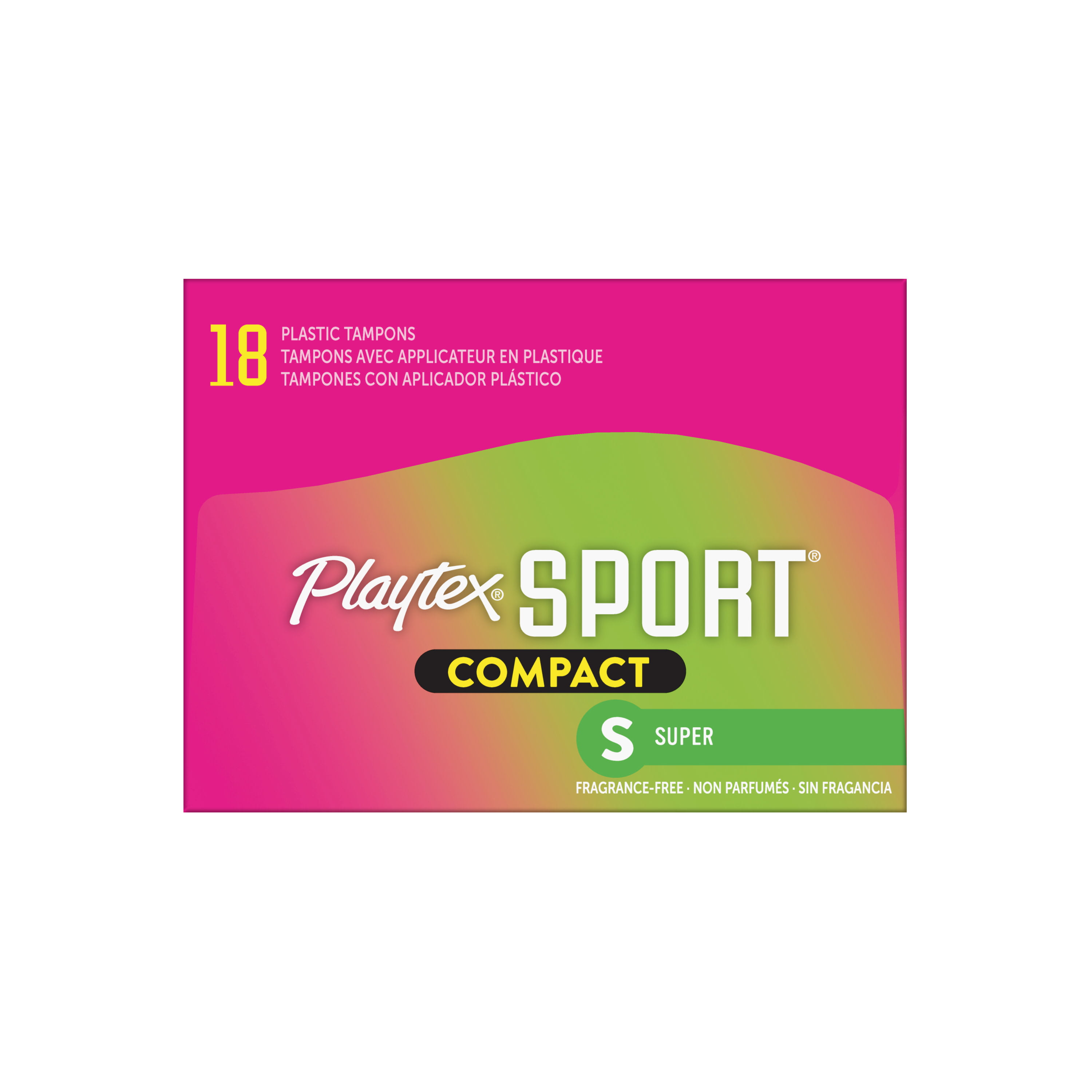 Playtex Sport Compact Plastic Tampons, Unscented, Regular, 18 Ct