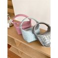 thumbnail image 3 of Granjero Gordo Bolso de mano tejido y bolsas de cosméticos, bolso de mano tejido elegante de playa de verano, bolso de hombro de 5,9 x 4,92 x 5,51 pulgadas (blanco), 3 of 4