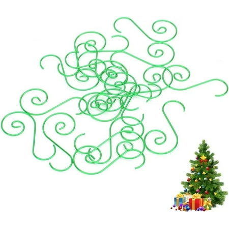 

NOGIS 20PCS Christmas Ornament Hooks Christmas Tree S-Hooks Ornament Hanger Metal Wire Hanging Hook for Christmas Tree Christmas Balls Party Decorations (Green)