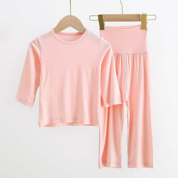 YuYuBao Toddler Girls Pajamas Sets Solid Color Tops And Pants Spring Kids Boys Girls Home Clothes