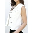 thumbnail image 6 of Womens Juniors Cotton Denim Blue Sleeveless Crop Jacket Jean Vest, Off-white, Medium, 6 of 7