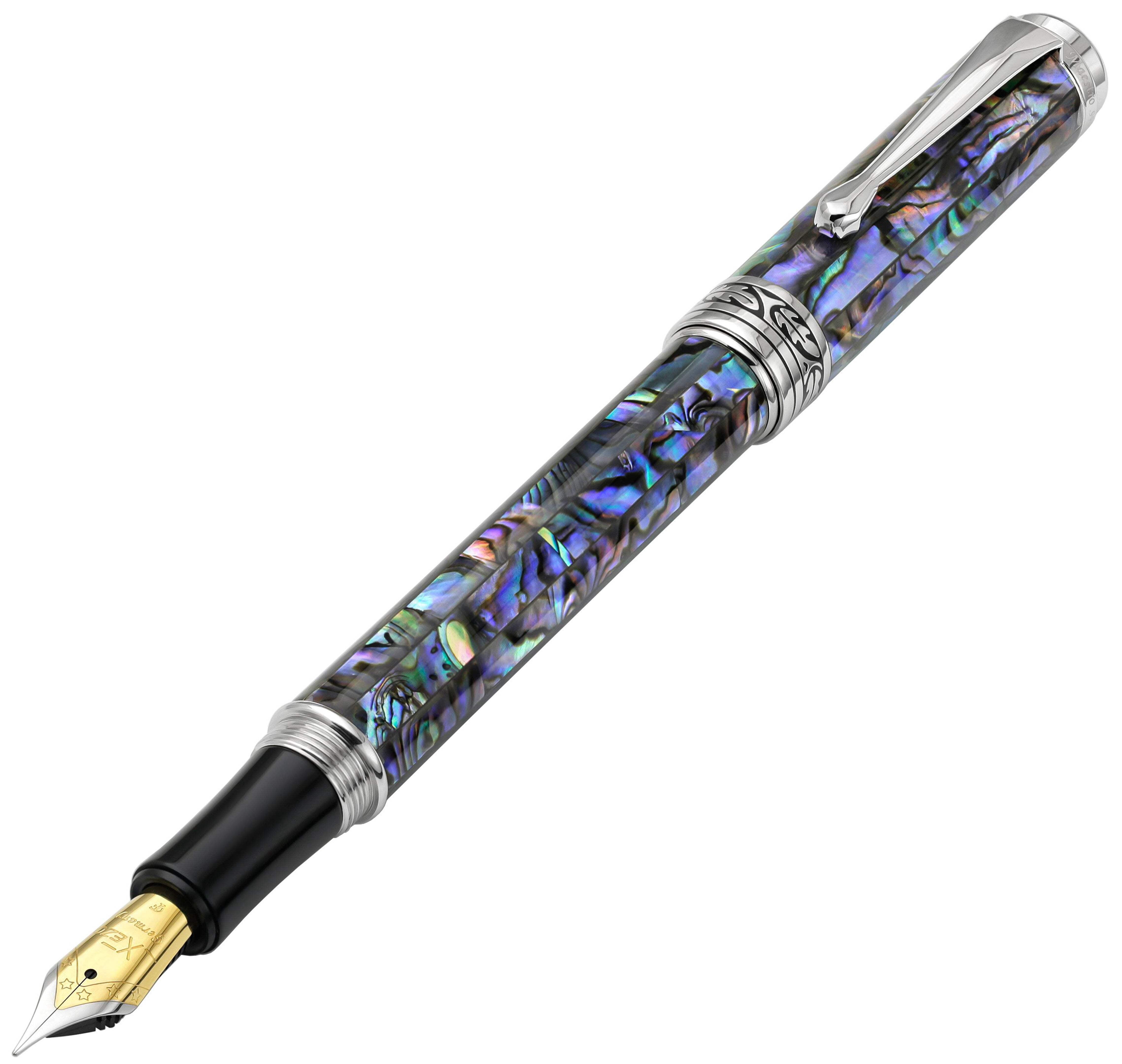 Xezo Xezo Maestro® Paua Abalone Sea Shell Fountain Pen (Fine Nib) - Platinum Plated