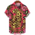 thumbnail image 4 of Camisa de manga corta con estampado 3D de leopardo y tigre para hombre, camisa informal de moda de verano, camisa de calle de gran tamaño, 4 of 5