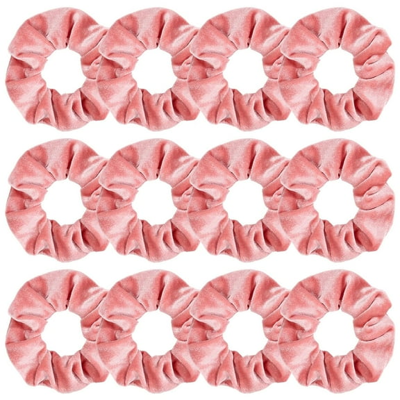 Ksopiavobs 12 Pieces Hair Scrunchies Velvet Elastics Scrunchy Bobbles Soft Hair Bands Hair Ties for Women Teenage Girls (Dusty Pink)