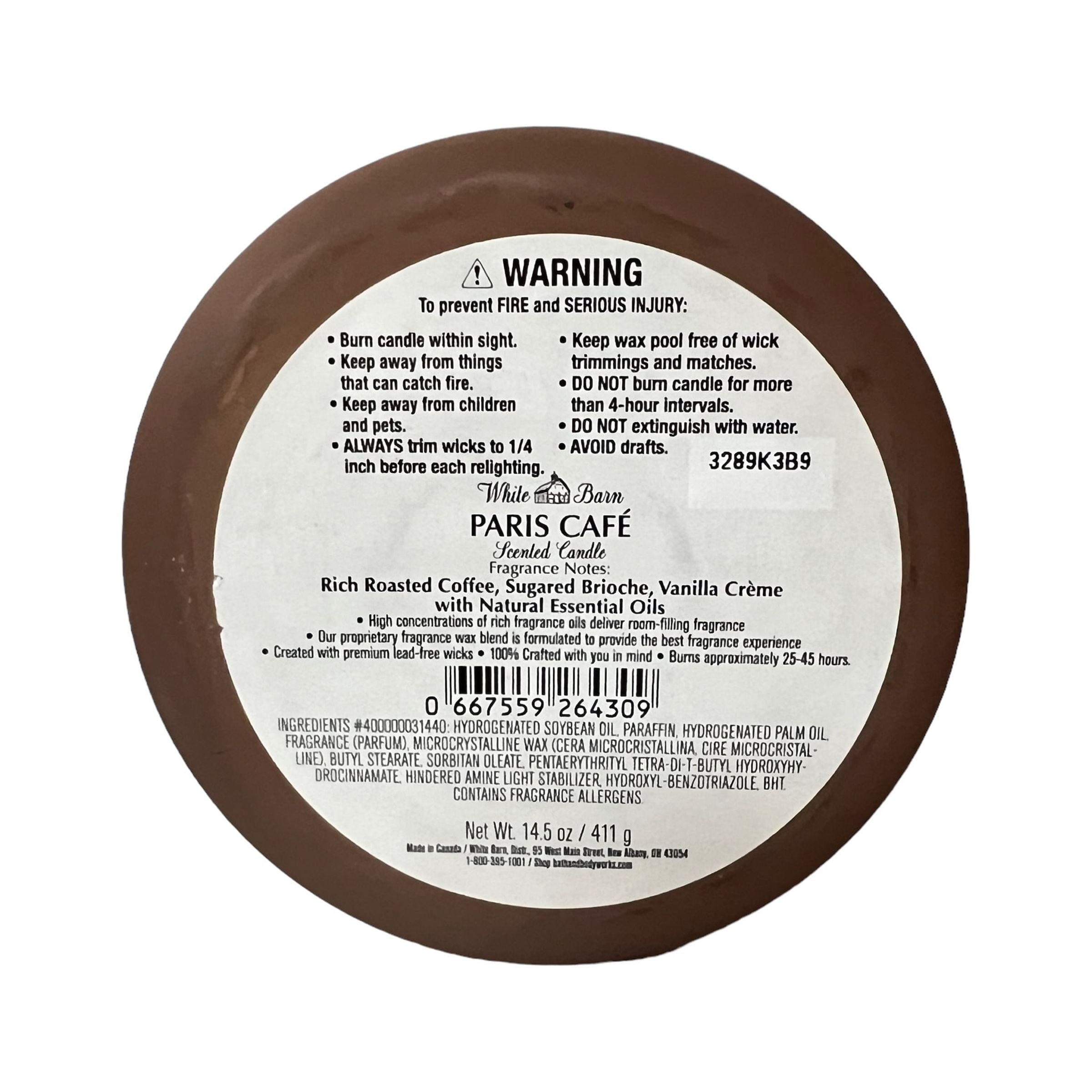 Bath & Body Works Paris Cafe Scented 3 Wick Candle 14.5 oz