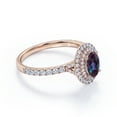 thumbnail image 3 of JeenMata 1.75 Carat Oval Cut Created Alexandrite and Moissanite - Double Halo - Pave Accented Engagement Ring - 18K Rose Gold Plating over Silver, 3 of 6