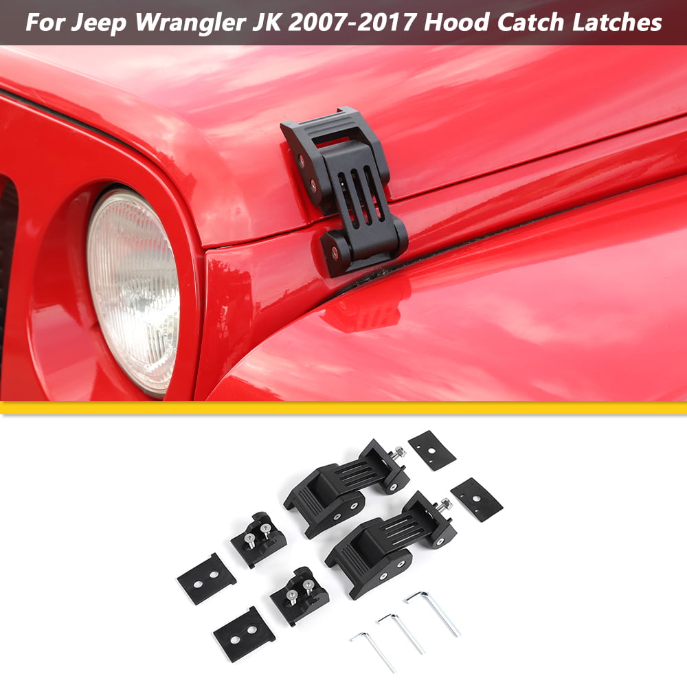 1 Pair Metal Anti-Thief Hood Lock Catch Latches for Jeep Wrangler JK 2007-2017 Red 