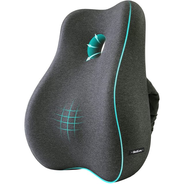 Funda de almohada de apoyo lumbar Respaldo ortopédico de diseño ergonómico que alivia el dolor de espalda Respaldo de espuma viscoelástica