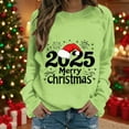 thumbnail image 2 of Christmas Tops for Women Graphic Long Sleeve Crewneck Pullover Sweatshirt Olive Green 2XL, 2 of 4