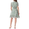 thumbnail image 3 of Vestido de gasa con volantes y mangas cortas A-Line de flores para mujer INSPIRE CHIC S Verde claro, 3 of 6