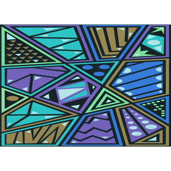 Ahgly Company Machine Washable Indoor Rectangle Transitional Macaw Blue Green Area Rugs, 5' x 8'
