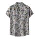 thumbnail image 1 of Camisas Deportivas Hombre Camisa de manga Estampado de playa Camisa de cuello casual Botón de hombre Camisas de hombre dobladas (Grey, 3XL), 1 of 7