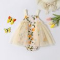 thumbnail image 2 of Otqutp 2024 Bodysuit for Toddler Girls Summer Sleeveless Floral Prints Ruffles Tulle Ruffles Romper Bodysuits 0 to 12 Months, 2 of 9