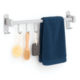 thumbnail image 1 of Toallero de Pared 40 cm con 6 Ganchos Móviles, Perchero de Acero Inoxidable para Baño o Cocina, Porta Toallas Compacto y Resistente, Organizador Multifuncional, 1 of 6