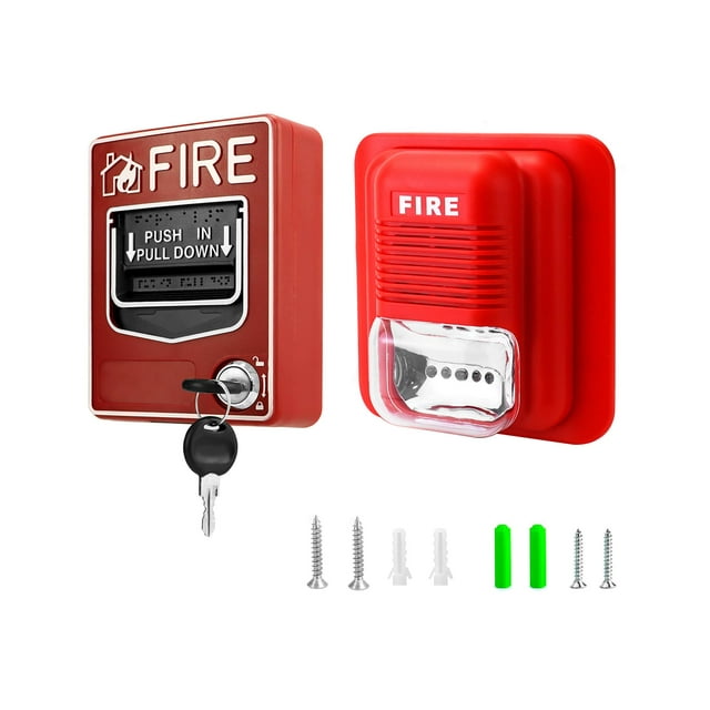 Alarma de incendios QWORK, sirena estroboscópica cableada con sonido y luz, 105 dB