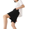thumbnail image 4 of Guluxicc 2 Piece Women's Outfit Sets Basic T Shirt Matching Side Slit Shorts Eyelet Embroidery Casual Outfits for Spring and Summer, 4 of 5