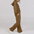 thumbnail image 6 of ibuvkizy Two Piece Sets for Women!Women Solid Color Fashionable and Casual Comfortable Long Sleeved Hoodie with Hat+wide Leg Straight Leg Pants Long Sleeved Hooded Set Brown,XXL, 6 of 9