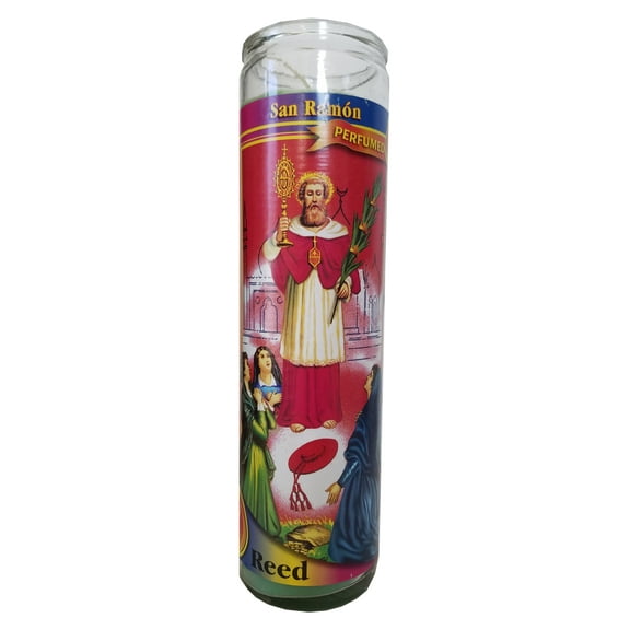 San Ramon Green Perfumed Pillar Devotional Candle