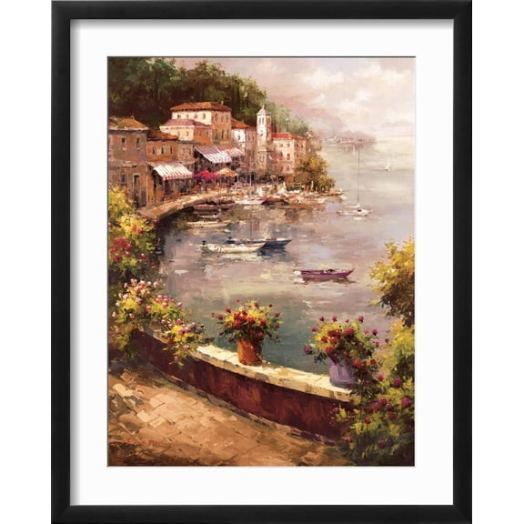 Art.com Italian Harbor Art Print by Peter Bell, Black Frame Wall Art, 17" x 21"