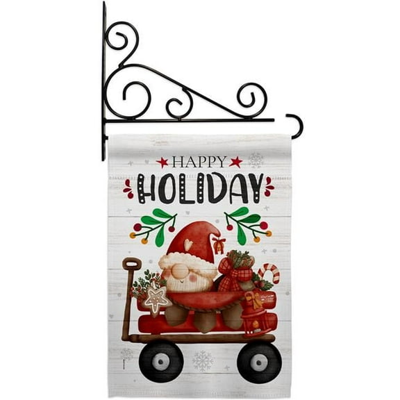 Angeleno Heritage GS130305-BO-03 13 x 18.5 in. Winter Gnome Wagon Garden Flag Set for Wintertime Christmas Double-Sided Decorative Vertical Flags & House Decoration Banner Yard Gift